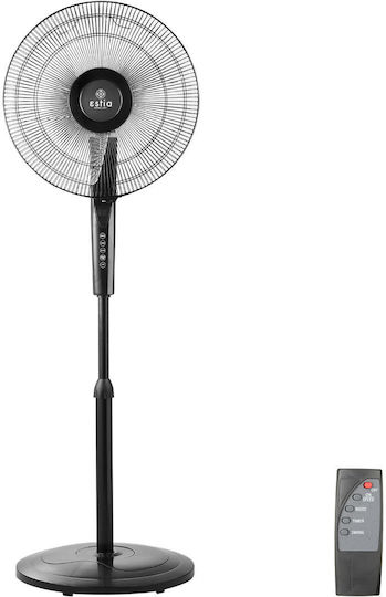 Estia Abel Pedestal Fan 60W 40cm Diameter with Remote Control Black