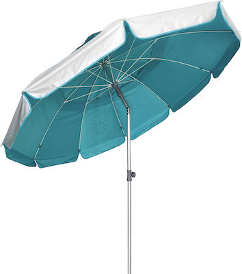 Escape Beach Umbrella Aluminum Diameter 2.20m with UV Protection and Air Vent Light Blue