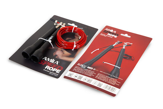 AMILA Adjustable Jump Rope with Ball Bearings Red Speed Rope 3m