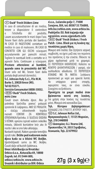 Duck Fresh Patch 5 σε 1 Lime Block Toilet 3x27gr