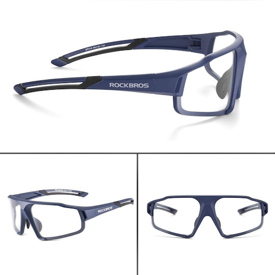 Rockbros Cycling Glasses with Blue Frame & Photochromic Lenses