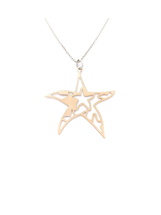 PS Silver Necklace with design Star from Pink Gold Plated Silver