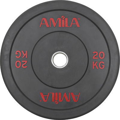 Amila Black R Δίσκος Ολυμπιακού Τύπου Λαστιχένιος 1 x 20kg Φ50mm