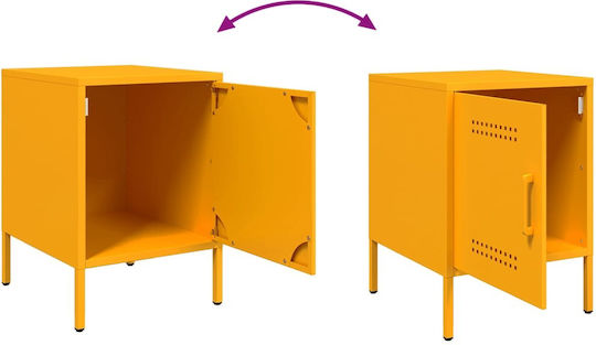 Metal Bedside Tables Yellow Set of 2 36x39x50.5cm