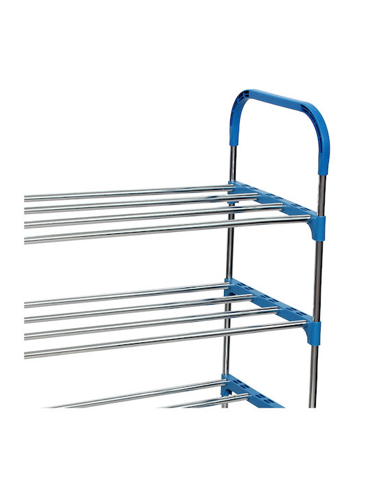 Metalică Suport pentru pantofi cu 4 Rafturi Albastru L56xW30xH81cm