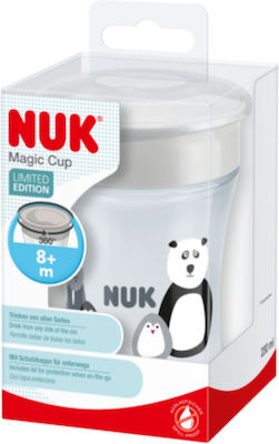 Nuk Cănuțe pentru Copii și Bebeluși Magic Cup din Plastic Gri Leu de mare - Panda 1buc 230ml pentru m+