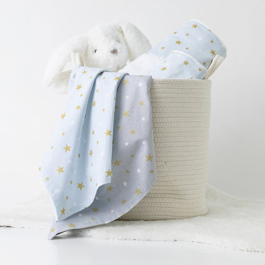 Borea Stardust Set Baby Bettlaken Für Wiege Baumwolle Himmelblau Hellblau 70x120cm 2Stück