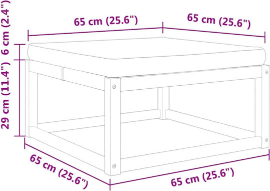 Wooden Cube Garden Stool with Cushion Brown 65x65x29cm