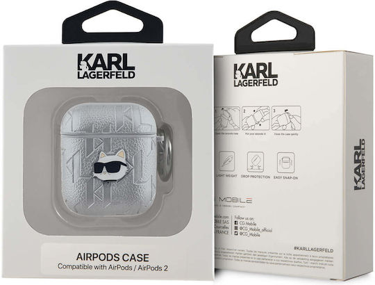 Karl Lagerfeld Choupette Head Калъф в Сребрист цвят за Apple AirPods 1 / AirPods 2