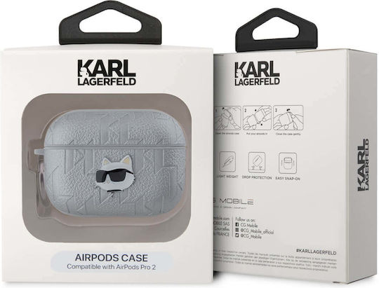 Karl Lagerfeld Choupette Head Калъф в Сребрист цвят за Apple AirPods Pro