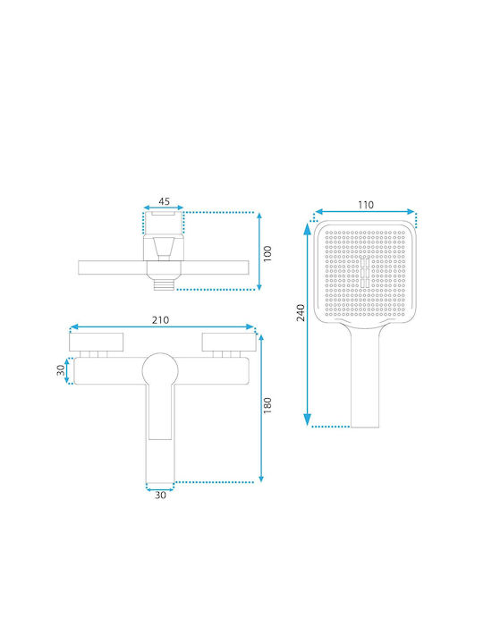 Rea Argus Rea Mixing Bathtub Complete Set Black