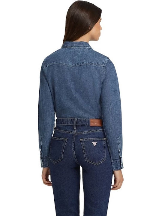 Women's Denim Long Sleeve Shirt Blue
