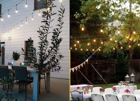 Hanging Solar Light Garland Warm White 2700K with Photocell and Remote Control IP44