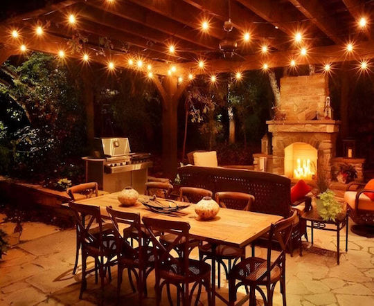 Hanging Solar Light Garland Warm White 2700K with Photocell and Remote Control IP44