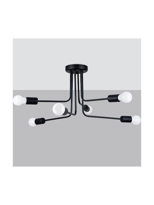 Sollux Ceiling Mount Light Black with Socket E27