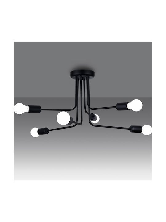 Sollux Ceiling Mount Light Black with Socket E27