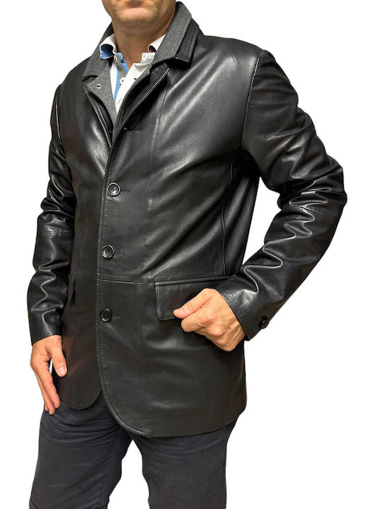 MARKOS LEATHER Herren Jacke Leder Schwarz