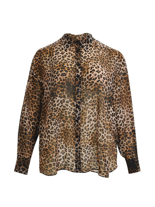 Mat Fashion Mânecă lungă Femei Cămașă Leopard Print