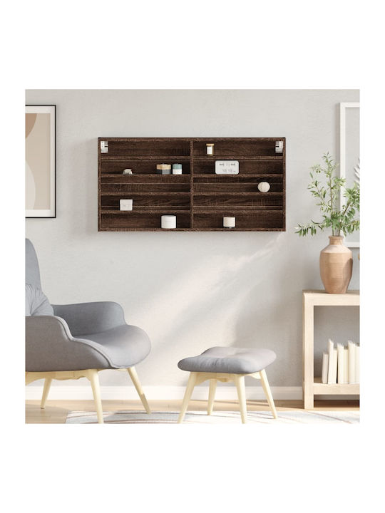 Wall Living Room Display Cabinet made of Particleboard with Glass Coffee 100x8.5x50cm