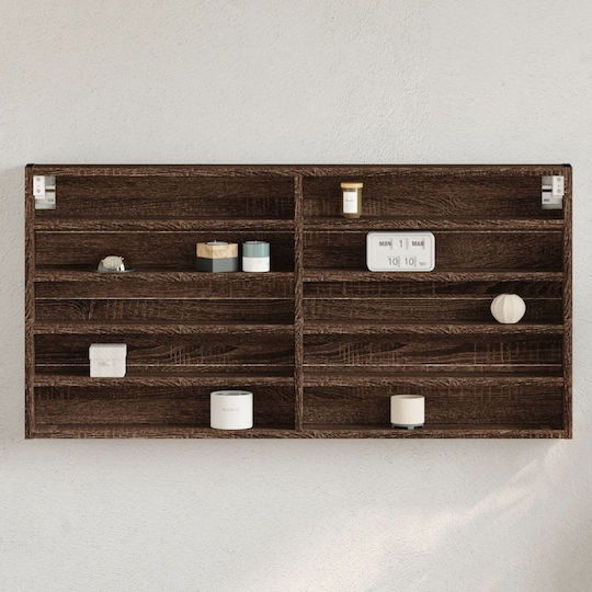 Hängevitrine fürs Wohnzimmer aus Spanplatte Braun mit Glas 100x8,5x50 cm
