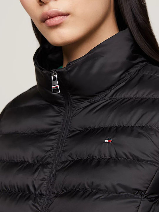 Women's Short Puffer Jacket for Winter with Hood Black