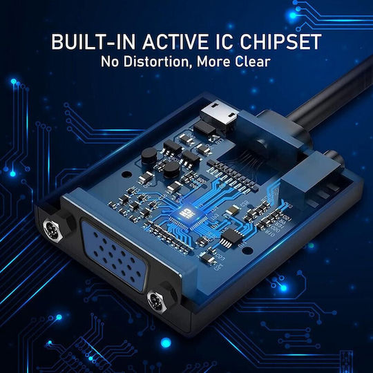 Convertoare Adapter Vga la Hdmi cu Audio Full Hd 1080p/60hz Negru