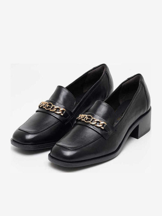 Leather Women's Loafers in Black Color