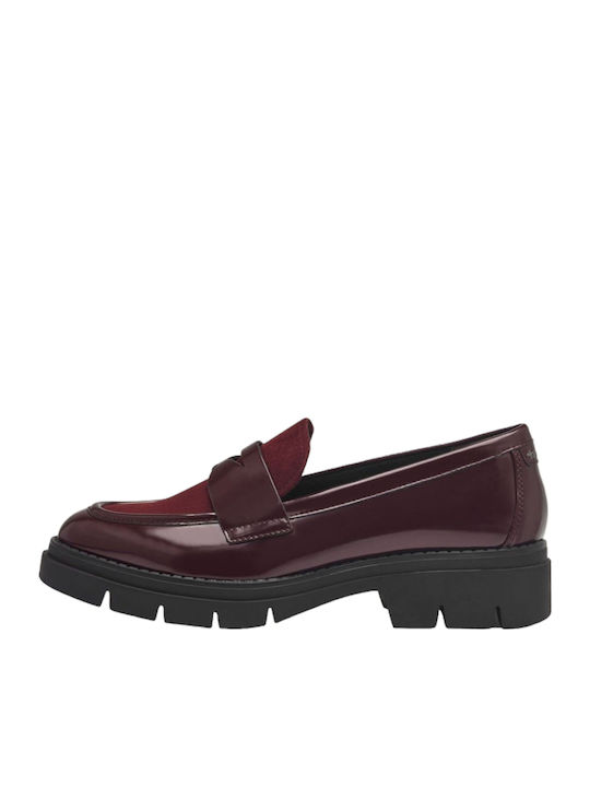 Lackleder Damen Loafers in Burgundisch Farbe