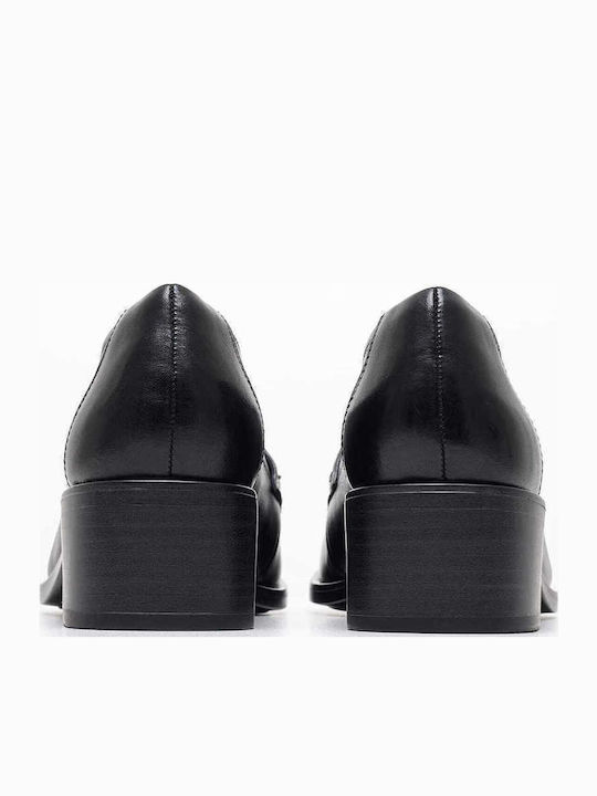 Leather Women's Loafers in Black Color