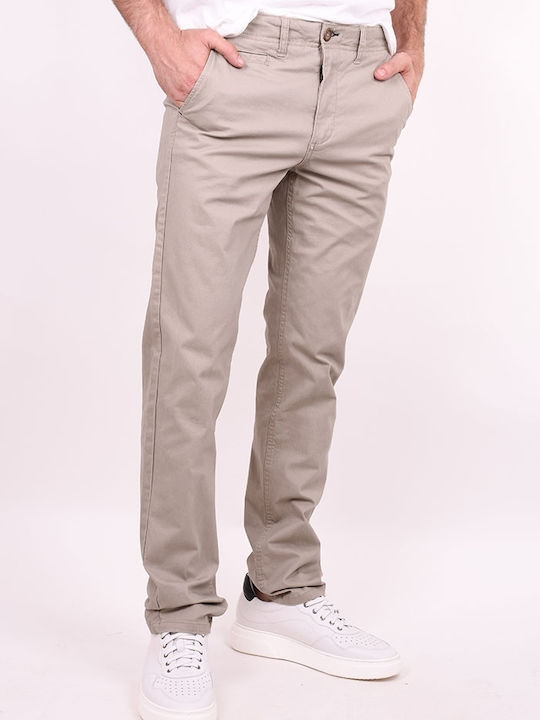 Double Men's Trousers Chino in Slim Fit Beige