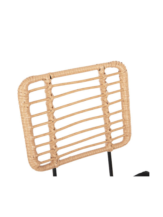 Gartenhocker Bar Außengebrauch Rattan Allegra mit Kissen Schwarz Beige 53x56x107cm