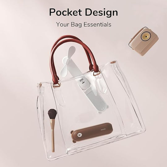 Jisulife Luxus Tragbarer Handheld Mini Ventilator Life8 F8 2000mAh Wiederaufladbar über USB Linse Funktion Braun