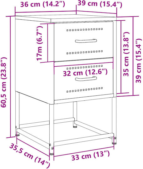 Комоди Метални Зелен 2бр 36x39x60.5см