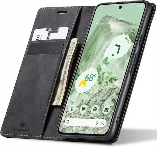 Spacecase Wallet Изкуствена кожа Черен (Google Pixel 8a)