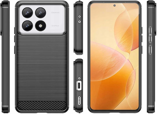 Spacecase Carbon Задна корица Силикон Черен (Poco F6 Pro)