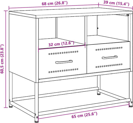 Metal TV Stand Pink 68x39x60.5cm