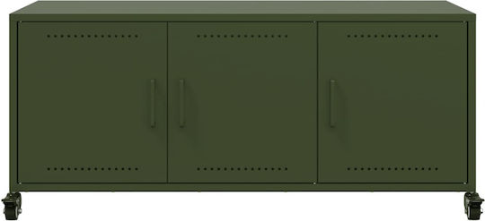 Metal TV Stand with Wheels Olive Green M100.5xD39xH43.5cm