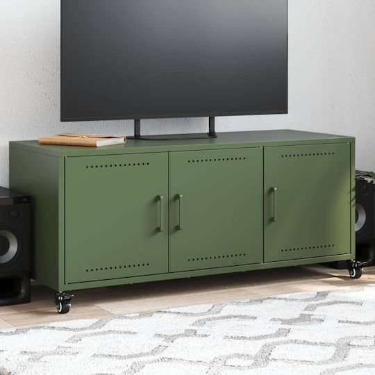 Metal TV Stand with Wheels Olive Green M100.5xD39xH43.5cm