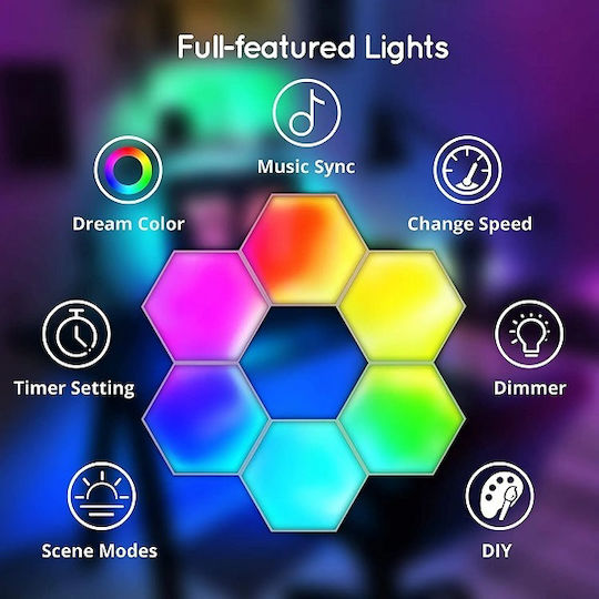 Smart Διακοσμητικό Φωτιστικό LED RGB Hexagon