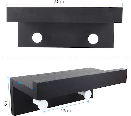 Wall Shelf Black 23x12x8cm