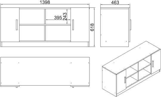 Βιβλιοθήκη Edmonton Μαύρο 139.8x46.3x61.8εκ.