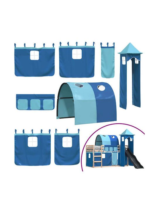 Kids Bed Loft Bed Single Blue for Mattress 80x200cm