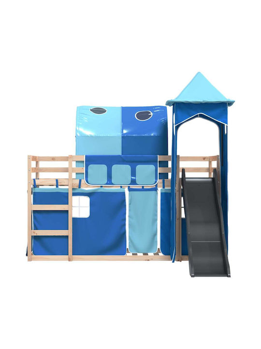 Kids Bed Loft Bed Single Blue for Mattress 80x200cm