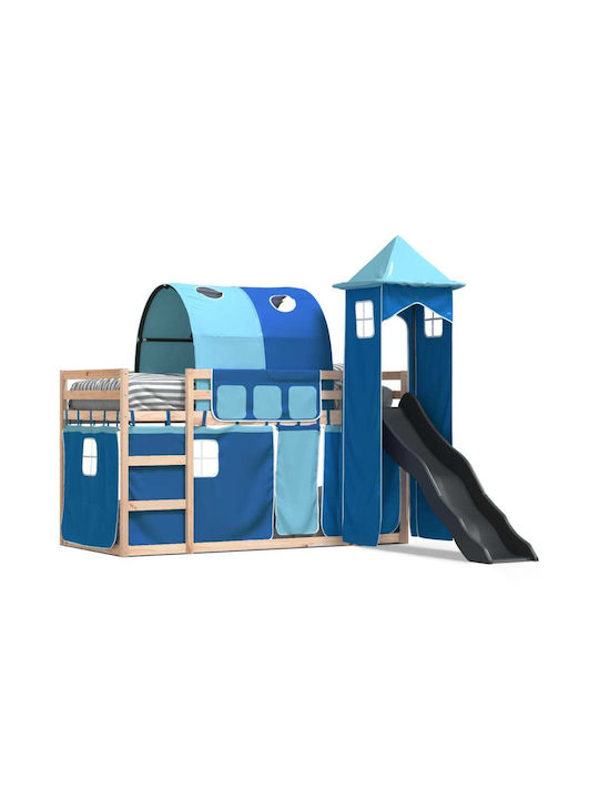 Kids Bed Loft Bed Single Blue for Mattress 80x200cm