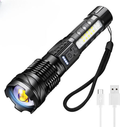 Boruit Lumină de lucru și de sit, cu baterie Lanternă LED cu Luminozitate Maximă 20000lm Negru