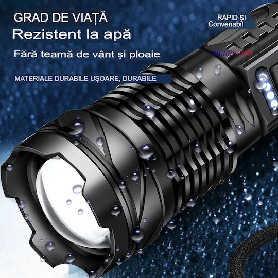 Boruit Lumină de lucru și de sit, cu baterie Lanternă LED cu Luminozitate Maximă 20000lm Negru
