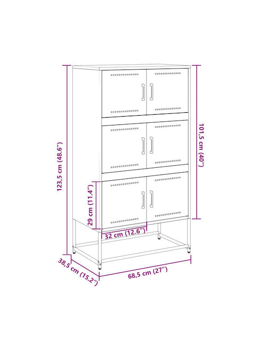 Office Storage Metal Cabinet Pink L68.5xW38.5xH123.5cm