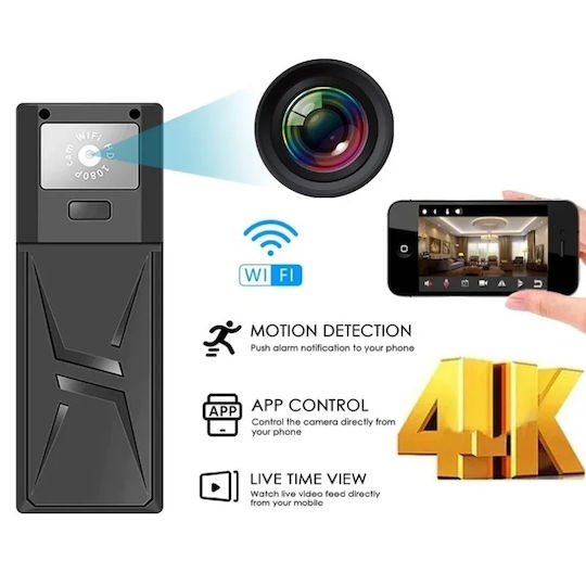 Cameră Ascunsă WiFi 8MP cu Slot pentru Card de Memorie