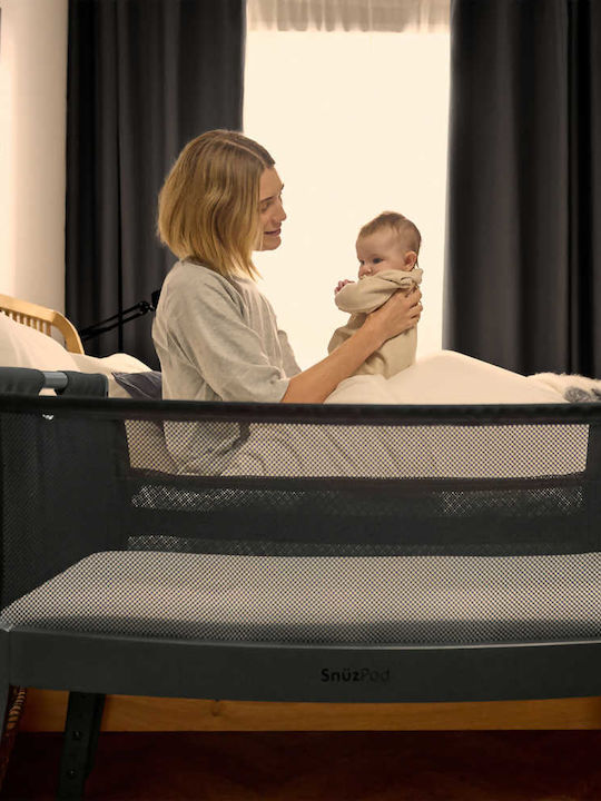 Snuz Λίκνο Snuzpod Studio Brooklyn με Στρώμα και Πλαϊνό Άνοιγμα Graphite
