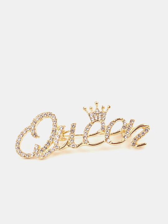 Καρφίτσα Queen Strass Χρυσό Χρυσό